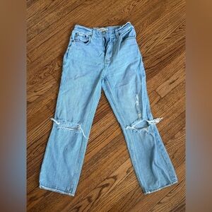 Abercrombie & Fitch Light Blue Distressed Straight Leg Jeans